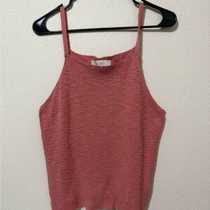 Loft Women's Pink Knit Tank Top XL